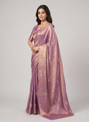 Diwali Fendi Satin Handwork Saree – Bead & Pipe Work Butta Saree with Plain Blouse in 3 Colours 7