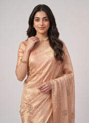 Diwali Fendi Satin Handwork Saree – Bead & Pipe Work Butta Saree with Plain Blouse in 3 Colours 6
