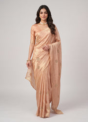 Diwali Fendi Satin Handwork Saree – Bead & Pipe Work Butta Saree with Plain Blouse in 3 Colours 4