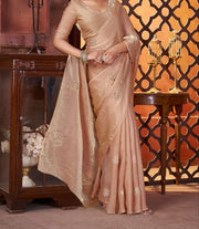 Diwali Fendi Satin Handwork Saree – Bead & Pipe Work Butta Saree with Plain Blouse in 3 Colours 14