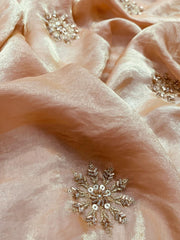 Diwali Fendi Satin Handwork Saree – Bead & Pipe Work Butta Saree with Plain Blouse in 3 Colours 16