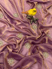 Diwali Fendi Satin Handwork Saree – Bead & Pipe Work Butta Saree with Plain Blouse in 3 Colours 8
