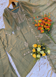 Diwali Frendy Silk Palazzo Suit – Sequin Embroidered Kurti with Scalloped Dupatta 13