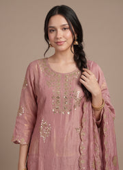 Diwali Frendy Silk Palazzo Suit – Sequin Embroidered Kurti with Scalloped Dupatta 4