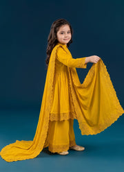 Peplum Sharara Set for Girls – Roman Silk with Cutwork Lace Dupatta 2