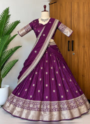 Diwali Half Saree Lehenga – Soft Silk Zari Woven Langa Voni with Embroidered Vichitra Dupatta 2