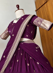 Diwali Half Saree Lehenga – Soft Silk Zari Woven Langa Voni with Embroidered Vichitra Dupatta 11