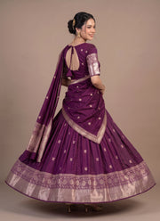 Diwali Half Saree Lehenga – Soft Silk Zari Woven Langa Voni with Embroidered Vichitra Dupatta 3