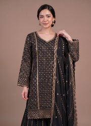 Diwali Heavy Georgette Kurti Palazzo Set – Sequin Lattice Kurti with Flared Palazzo & Dupatta 20