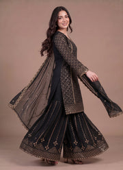 Diwali Heavy Georgette Kurti Palazzo Set – Sequin Lattice Kurti with Flared Palazzo & Dupatta 19