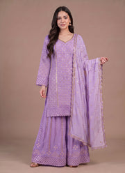 Diwali Heavy Georgette Kurti Palazzo Set – Sequin Lattice Kurti with Flared Palazzo & Dupatta 13