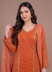 Diwali Heavy Georgette Kurti Palazzo Set – Sequin Lattice Kurti with Flared Palazzo & Dupatta 24