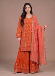 Diwali Heavy Georgette Kurti Palazzo Set – Sequin Lattice Kurti with Flared Palazzo & Dupatta 21