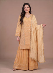 Diwali Heavy Georgette Kurti Palazzo Set – Sequin Lattice Kurti with Flared Palazzo & Dupatta 9