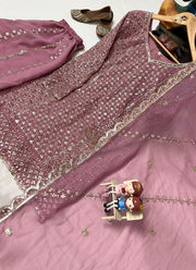 Diwali Heavy Georgette Kurti Palazzo Set – Sequin Lattice Kurti with Flared Palazzo & Dupatta 27