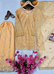 Diwali Heavy Georgette Kurti Palazzo Set – Sequin Lattice Kurti with Flared Palazzo & Dupatta 10