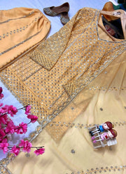 Diwali Heavy Georgette Kurti Palazzo Set – Sequin Lattice Kurti with Flared Palazzo & Dupatta 28