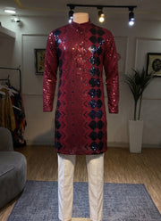 Diwali Heavy Sequin Kurta for Men – Sequin & Mirror Work Kurta in 10 Designs with Optional Pyjama 5