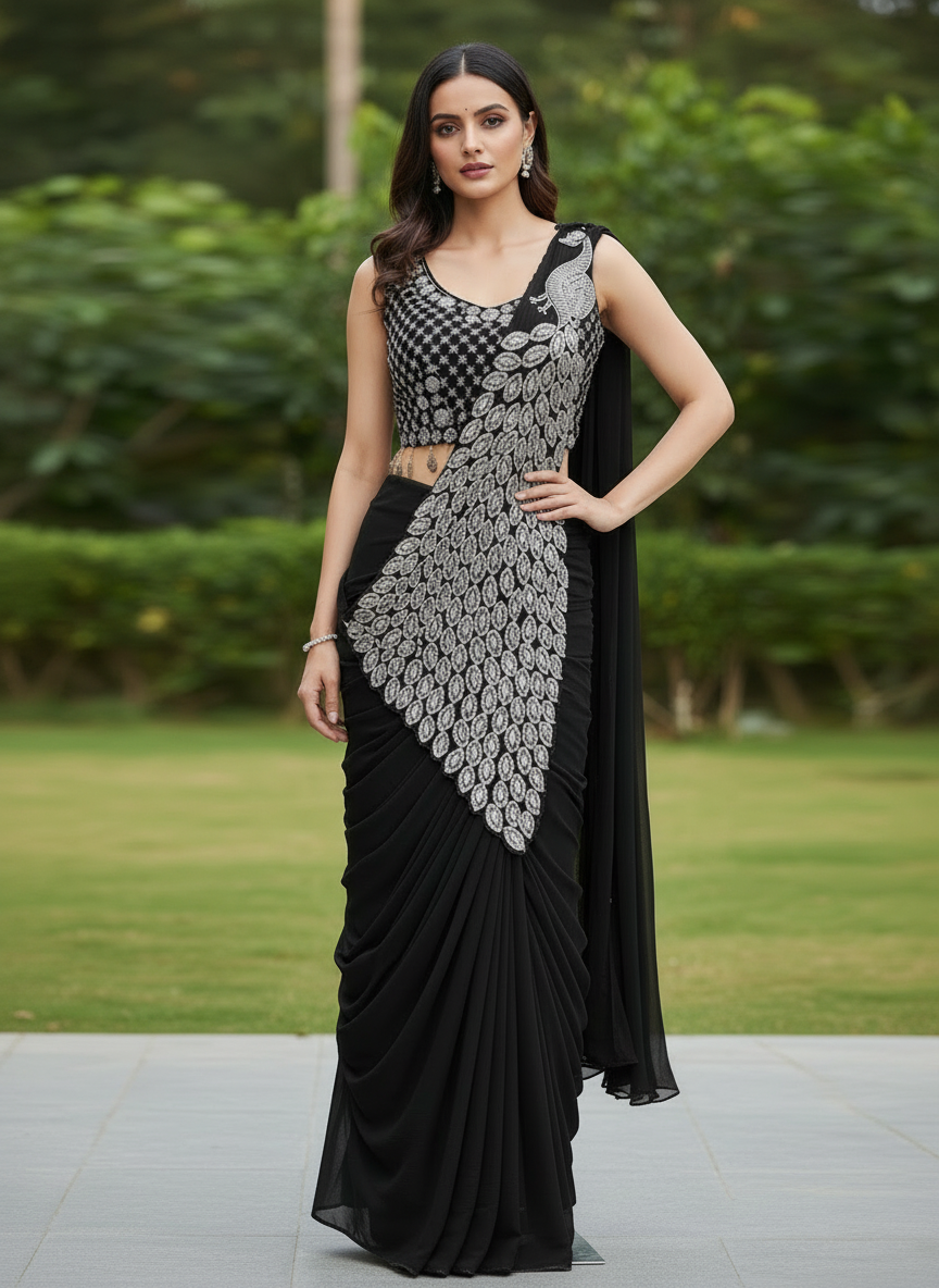 Georgette Saree – Embroidery Sequence Work, Ready to Wear Australia