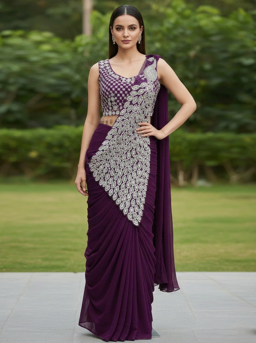 Georgette Saree – Embroidery Sequence Work, Ready to Wear Australia
