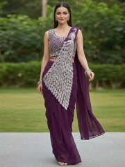 Georgette Saree – Embroidery Sequence Work, Ready to Wear 2
