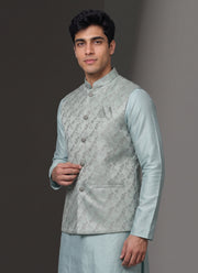 Diwali Jacquard Koti Kurta Pajama Set for Men – Silk Kurta Pyjama with Heavy Jacquard Nehru Jacket 12