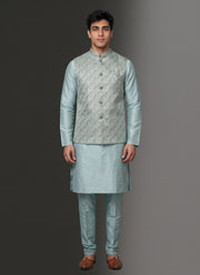 Diwali Jacquard Koti Kurta Pajama Set for Men – Silk Kurta Pyjama with Heavy Jacquard Nehru Jacket 9