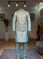 Diwali Jacquard Koti Kurta Pajama Set for Men – Silk Kurta Pyjama with Heavy Jacquard Nehru Jacket 10