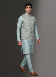 Diwali Jacquard Koti Kurta Pajama Set for Men – Silk Kurta Pyjama with Heavy Jacquard Nehru Jacket 11