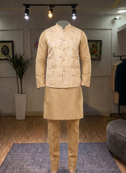 Diwali Jacquard Koti Kurta Pajama Set for Men – Silk Kurta Pyjama with Heavy Jacquard Nehru Jacket 30