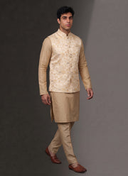 Diwali Jacquard Koti Kurta Pajama Set for Men – Silk Kurta Pyjama with Heavy Jacquard Nehru Jacket 31
