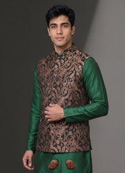 Diwali Jacquard Koti Kurta Pajama Set for Men – Silk Kurta Pyjama with Heavy Jacquard Nehru Jacket 8