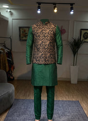 Diwali Jacquard Koti Kurta Pajama Set for Men – Silk Kurta Pyjama with Heavy Jacquard Nehru Jacket 6