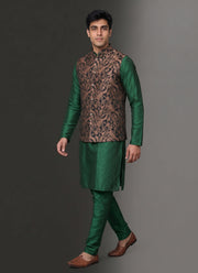 Diwali Jacquard Koti Kurta Pajama Set for Men – Silk Kurta Pyjama with Heavy Jacquard Nehru Jacket 7