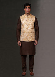 Diwali Jacquard Koti Kurta Pajama Set for Men – Silk Kurta Pyjama with Heavy Jacquard Nehru Jacket 45