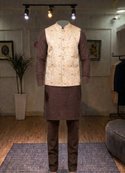 Diwali Jacquard Koti Kurta Pajama Set for Men – Silk Kurta Pyjama with Heavy Jacquard Nehru Jacket 46