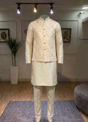 Diwali Jacquard Koti Kurta Pajama Set for Men – Silk Kurta Pyjama with Heavy Jacquard Nehru Jacket 18