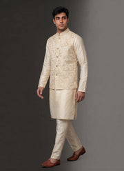 Diwali Jacquard Koti Kurta Pajama Set for Men – Silk Kurta Pyjama with Heavy Jacquard Nehru Jacket 19