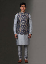 Diwali Jacquard Koti Kurta Pajama Set for Men – Silk Kurta Pyjama with Heavy Jacquard Nehru Jacket 25