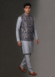 Diwali Jacquard Koti Kurta Pajama Set for Men – Silk Kurta Pyjama with Heavy Jacquard Nehru Jacket 27
