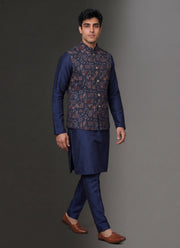 Diwali Jacquard Koti Kurta Pajama Set for Men – Silk Kurta Pyjama with Heavy Jacquard Nehru Jacket 3
