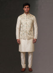 Diwali Jacquard Koti Kurta Pajama Set for Men – Silk Kurta Pyjama with Heavy Jacquard Nehru Jacket 49