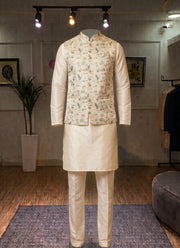Diwali Jacquard Koti Kurta Pajama Set for Men – Silk Kurta Pyjama with Heavy Jacquard Nehru Jacket 50