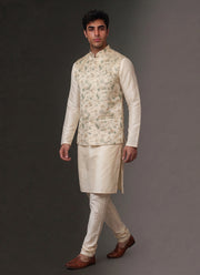 Diwali Jacquard Koti Kurta Pajama Set for Men – Silk Kurta Pyjama with Heavy Jacquard Nehru Jacket 51