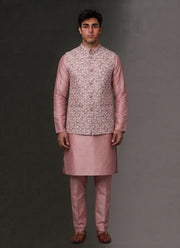Diwali Jacquard Koti Kurta Pajama Set for Men – Silk Kurta Pyjama with Heavy Jacquard Nehru Jacket 41