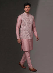 Diwali Jacquard Koti Kurta Pajama Set for Men – Silk Kurta Pyjama with Heavy Jacquard Nehru Jacket 43