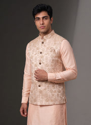 Diwali Jacquard Koti Kurta Pajama Set for Men – Silk Kurta Pyjama with Heavy Jacquard Nehru Jacket 24