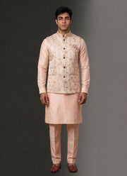 Diwali Jacquard Koti Kurta Pajama Set for Men – Silk Kurta Pyjama with Heavy Jacquard Nehru Jacket 21