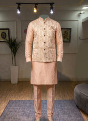 Diwali Jacquard Koti Kurta Pajama Set for Men – Silk Kurta Pyjama with Heavy Jacquard Nehru Jacket 22