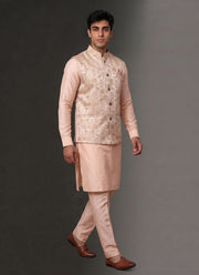 Diwali Jacquard Koti Kurta Pajama Set for Men – Silk Kurta Pyjama with Heavy Jacquard Nehru Jacket 23